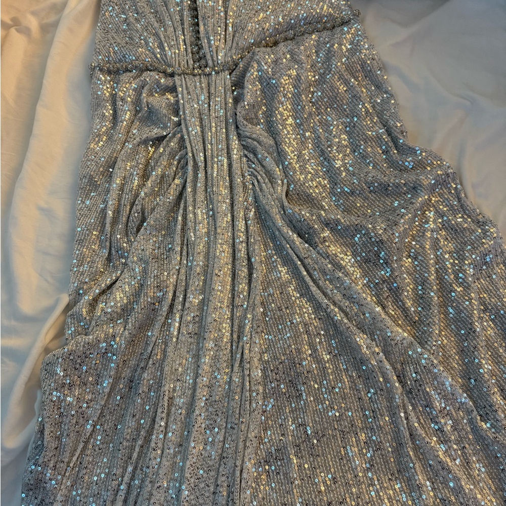 Glamorous Silver Sequin Maxi Dress